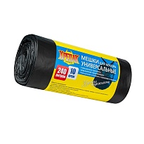 Мешки для мусора 240 л, черные, в рулоне 10 шт., ПНД 40 мкм, 1250х1000 мм, Крепак, 4607075710153 в Салавате