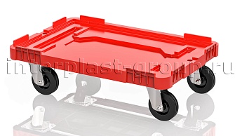Тележка пластиковая сплошная без тормозов усиленная красная в Салавате Тележка пластиковая сплошная без тормозов усиленная красная в Салавате