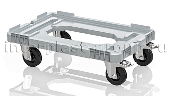 Тележка пластиковая с отверстием 2 колеса с тормозом усиленная серая в Салавате Тележка пластиковая с отверстием 2 колеса с тормозом усиленная серая в Салавате