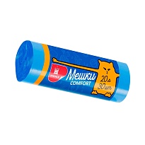 Мешки для мусора 20 л, синие, в рулоне 30 шт., ПНД, 8 мкм, 500х400 мм, Comfort, М0017 (МН 20-30с) в Салавате