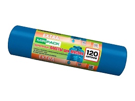 Мешки для мусора 120 л, синие, в рулоне 10 шт., ПНД, 14 мкм, 1100х700 мм, EXTRA, ex1201802 в Салавате Мешки для мусора 120 л, синие, в рулоне 10 шт., ПНД, 14 мкм, 1100х700 мм, EXTRA, ex1201802 в Салавате
