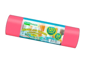 Мешки для мусора 120 л, с завязками, красные, в рулоне 10 шт., ПНД, 15 мкм, 800х750 мм, VIP, Z12010red в Салавате