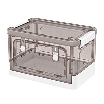 Ящик пластиковый складной прозрачный коричневый, дно белое, 360х235х230 мм, с колесиками в Салавате Ящик пластиковый складной прозрачный коричневый, дно белое, 360х235х230 мм, с колесиками в Салавате