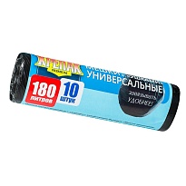 Мешки для мусора 180 л, с ушками, черные, в рулоне 10 шт., ПНД, 20 мкм, 1150х800 мм, Крепак, 4607075710498 в Салавате