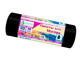 Мешки для мусора 30 л, черные, в рулоне 20 шт., ПНД, 7 мкм, 600х500 мм, MIRPACK Classik, 302040 в Салавате