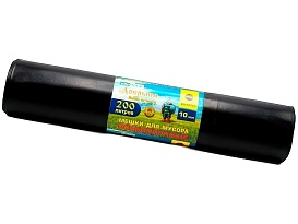 Мешки для мусора 200 л, ароматизированные, черные, в рулоне 10 шт., ПВД, 100 мкм, 1200х800 мм, Добрыня, Dob20010black в Салавате