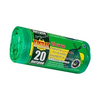 Мешки для мусора 20 л, биоразлагаемые, с ручками, черные, в рулоне 30 шт., ПНД, 10 мкм, 550х440 мм, Крепак, 4607075710047 в Салавате