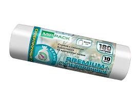 Мешки для мусора 180 л, ароматизированные, белые, в рулоне 10 шт., ПВД, 35 мкм, 1100х930 мм, PREMIUM+, 180105302 в Салавате