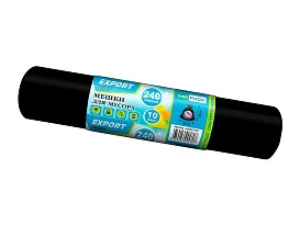 Мешки для мусора 240 л, черные, в рулоне 10 шт., ПВД 80 мкм, 1300х930 мм, EXPORT, exp 24010167 в Салавате Мешки для мусора 240 л, черные, в рулоне 10 шт., ПВД 80 мкм, 1300х930 мм, EXPORT, exp 24010167 в Салавате
