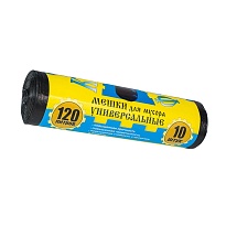 Мешки для мусора 120 л, с ушками, черные, в рулоне 10 шт., ПНД, 13 мкм, 1050х680 мм, Крепакоф, 4607075710252 в Салавате Мешки для мусора 120 л, с ушками, черные, в рулоне 10 шт., ПНД, 13 мкм, 1050х680 мм, Крепакоф, 4607075710252 в Салавате