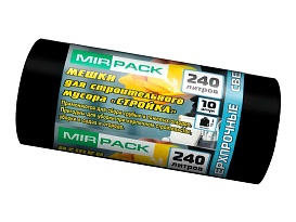 Мешки для мусора 240 л, ароматизированные, черные, в рулоне 10 шт., ПВД 70 мкм, 1300х930 мм, СТРОЙКА, S24010130 в Салавате