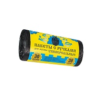 Мешки для мусора 30 л, с ручками, черные, в рулоне 30 шт., ПНД, 9 мкм, 620х480 мм, Крепакоф, 4607075710665 в Салавате Мешки для мусора 30 л, с ручками, черные, в рулоне 30 шт., ПНД, 9 мкм, 620х480 мм, Крепакоф, 4607075710665 в Салавате