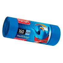 Мешки для мусора 160 л, с ушками, синие, в рулоне 10 шт., ПВД, 30 мкм, 1250х900 мм, PACLAN Multitop, 604064 в Салавате