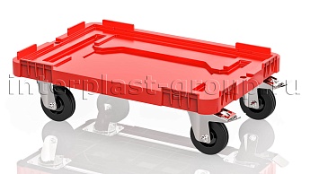 Тележка пластиковая сплошная 2 колеса с тормозом усиленная красная в Салавате