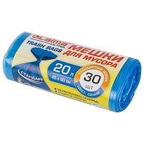 Мешки для мусора 20 л, синие, в рулоне 30 шт., ПНД, 8 мкм, 500х450 мм, LAIMA, 607682 в Салавате