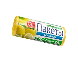 Мешки для мусора 30 л, ароматизированные, Лимон, желтые, в рулоне 20 шт., ПНД, 9 мкм, 560х530 мм, GRIFON Aroma, 101-020 Li в Салавате Мешки для мусора 30 л, ароматизированные, Лимон, желтые, в рулоне 20 шт., ПНД, 9 мкм, 560х530 мм, GRIFON Aroma, 101-020 Li в Салавате