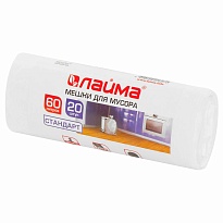Мешки для мусора 60 л, белые, в рулоне 20 шт., ПНД, 7 мкм, 680х580 мм, LAIMA, 605539 в Салавате