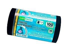 Мешки для мусора 100 л, черные, в рулоне 10 шт., ПВД, 70 мкм, 1000х600 мм, PREMIUM+, 1001076 в Салавате