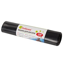 Мешки для мусора 240 л, черные, в рулоне 5 шт., ПВД 30 мкм, 1300х900 мм, Любаша, 605338 в Салавате
