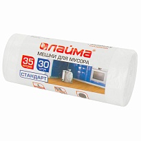 Мешки для мусора 35 л, белые, в рулоне 30 шт., ПНД, 6 мкм, 550х480 мм, LAIMA, 605538 в Салавате