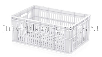Ящик для молока, мяса, овощей и фруктов большая перфорация дно сплошное белый в Салавате Ящик для молока, мяса, овощей и фруктов большая перфорация дно сплошное белый в Салавате