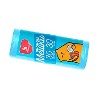 Мешки для мусора 30 л, синие, в рулоне 30 шт., ПНД, 5 мкм, 560х480 мм, Эконом, МЭ3841 (ПМ-30-30) в Салавате